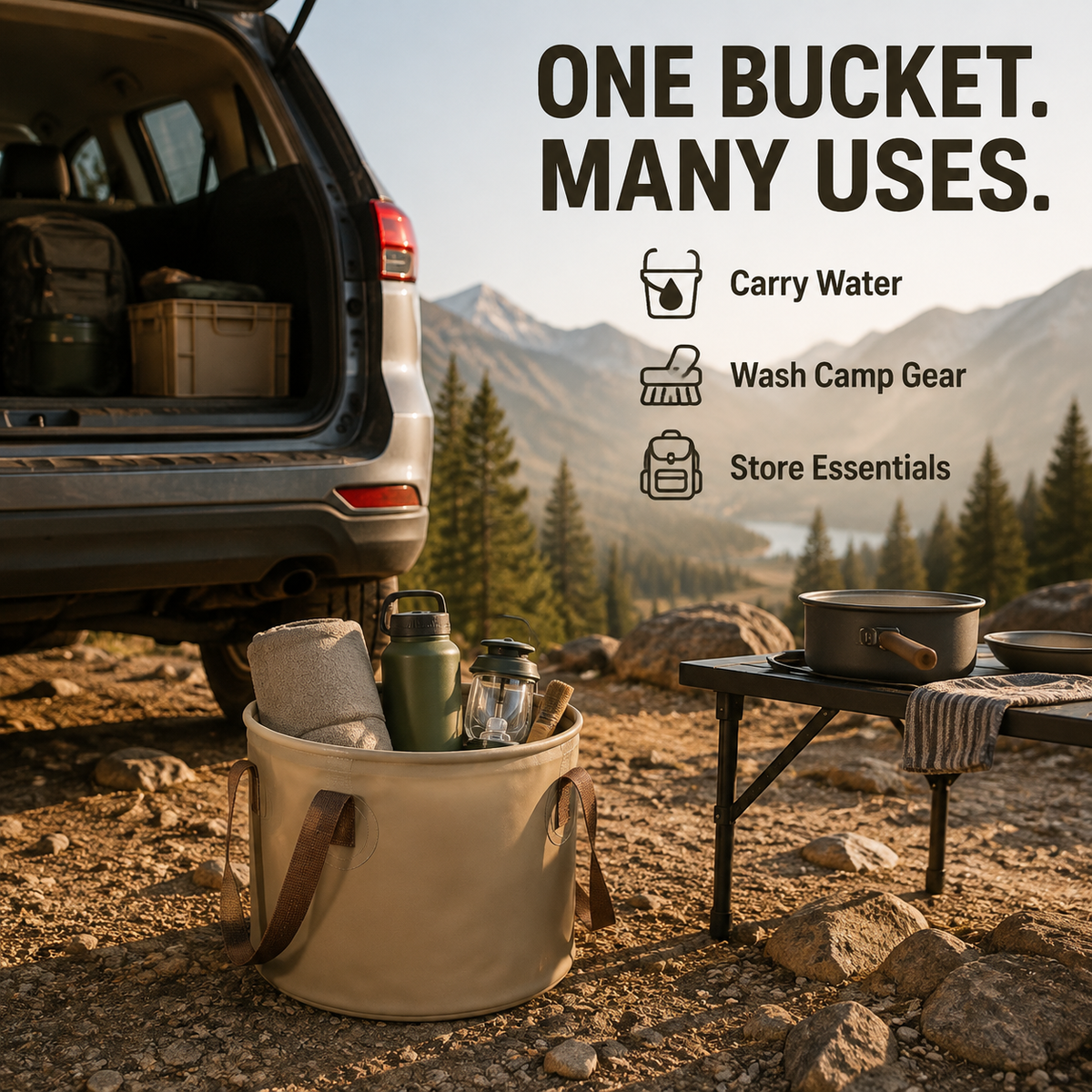 Foldable Camping Water Bucket